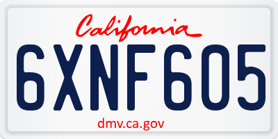 CA license plate 6XNF605