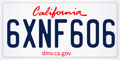 CA license plate 6XNF606