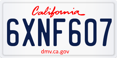 CA license plate 6XNF607