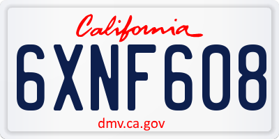 CA license plate 6XNF608
