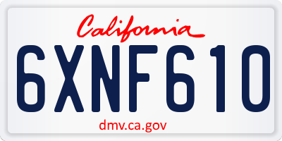 CA license plate 6XNF610