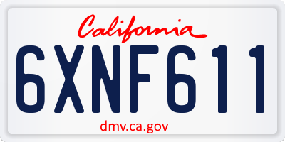 CA license plate 6XNF611