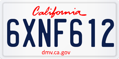 CA license plate 6XNF612