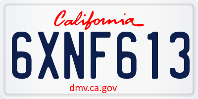 CA license plate 6XNF613
