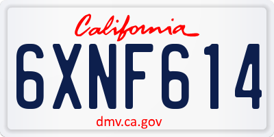CA license plate 6XNF614