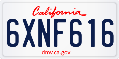 CA license plate 6XNF616