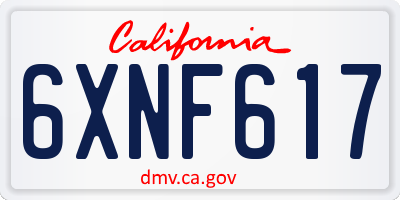 CA license plate 6XNF617
