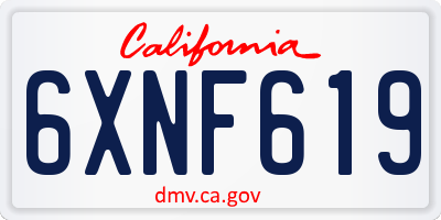 CA license plate 6XNF619