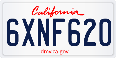 CA license plate 6XNF620