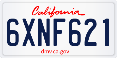 CA license plate 6XNF621