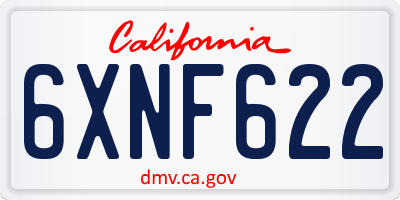 CA license plate 6XNF622