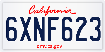 CA license plate 6XNF623