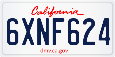 CA license plate 6XNF624
