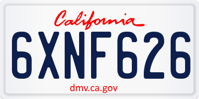 CA license plate 6XNF626