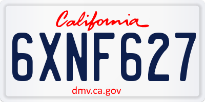 CA license plate 6XNF627