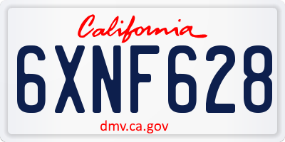 CA license plate 6XNF628
