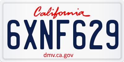 CA license plate 6XNF629