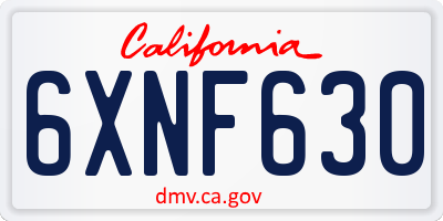 CA license plate 6XNF630
