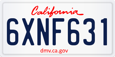 CA license plate 6XNF631