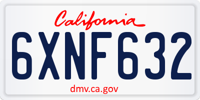 CA license plate 6XNF632