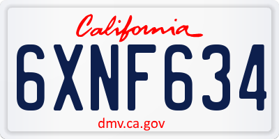 CA license plate 6XNF634