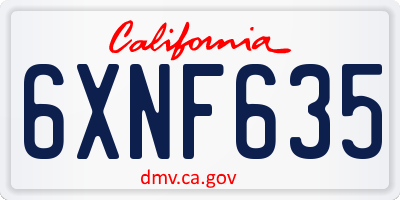 CA license plate 6XNF635