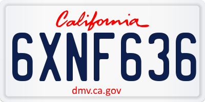 CA license plate 6XNF636