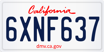 CA license plate 6XNF637
