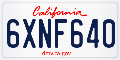 CA license plate 6XNF640