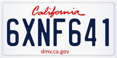 CA license plate 6XNF641