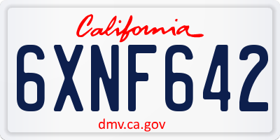 CA license plate 6XNF642