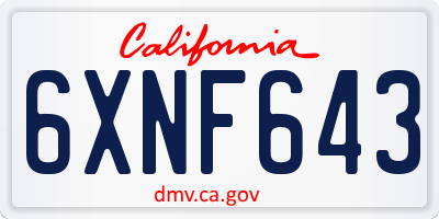 CA license plate 6XNF643