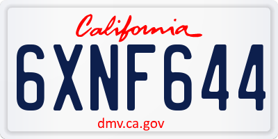 CA license plate 6XNF644