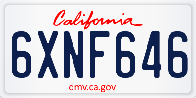 CA license plate 6XNF646