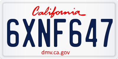 CA license plate 6XNF647