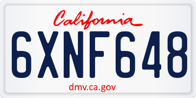 CA license plate 6XNF648