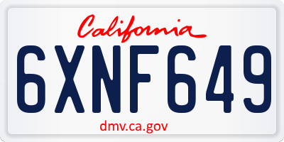 CA license plate 6XNF649