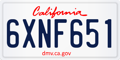 CA license plate 6XNF651