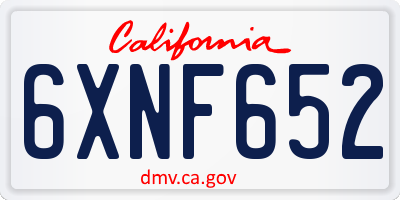 CA license plate 6XNF652