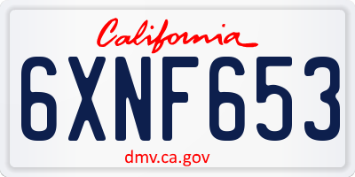 CA license plate 6XNF653