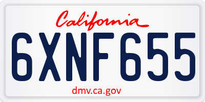CA license plate 6XNF655