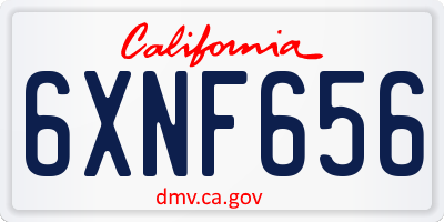 CA license plate 6XNF656