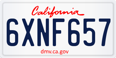 CA license plate 6XNF657