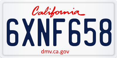 CA license plate 6XNF658