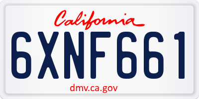 CA license plate 6XNF661