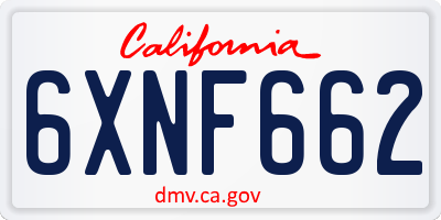CA license plate 6XNF662