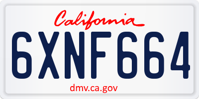 CA license plate 6XNF664