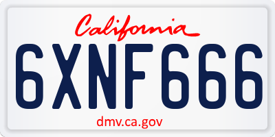 CA license plate 6XNF666