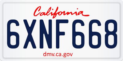 CA license plate 6XNF668