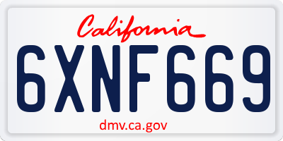 CA license plate 6XNF669